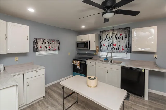 a workspace with wooden floor