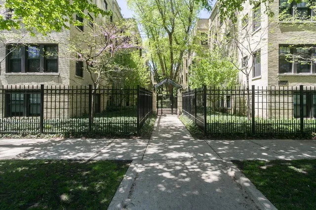 a view of a house with a small yard and a large tree