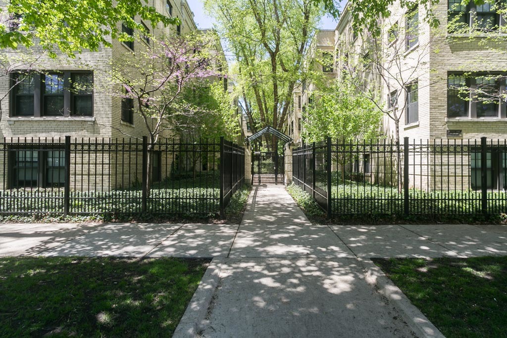 a view of a house with a small yard and a large tree