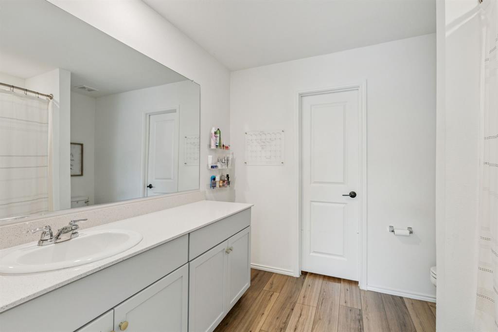 437 Frio Pass Trail Fort Worth, TX 76052 - Photo 16 of 28 a bathroom with a sink and a mirror