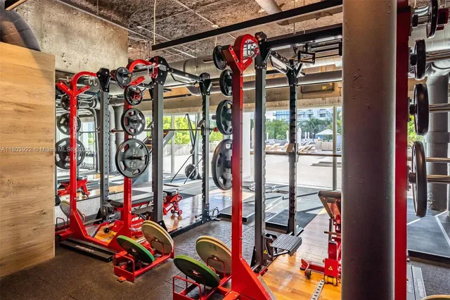 a view of a room with gym equipment