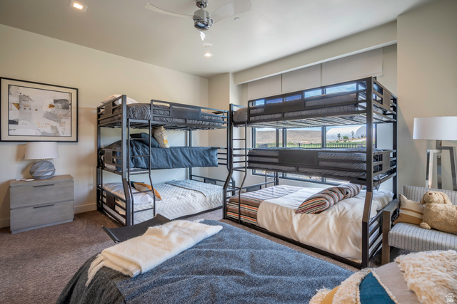 3606 South Cypress Road Hurricane, UT 84737 - Photo 52 of 69 Bedroom featuring carpet flooring, ceiling fan, and recessed lighting