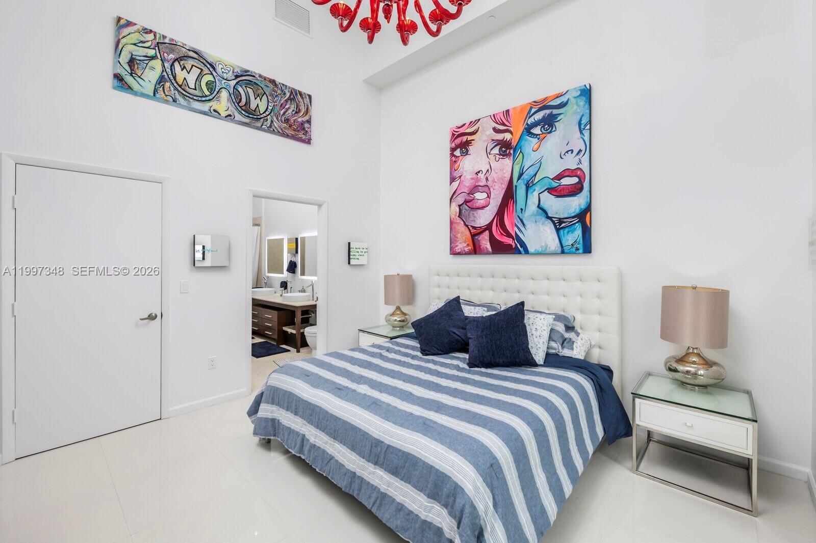 475 Brickell Avenue, Unit 2811 Miami, FL 33131 - Photo 11 of 14 a bedroom with a bed and a painting on the wall