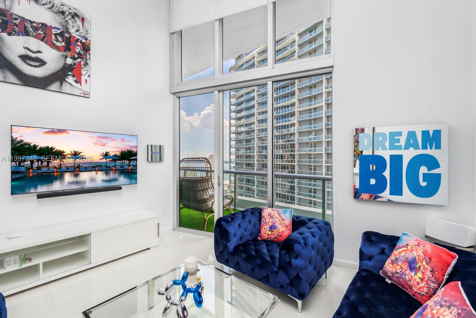 475 Brickell Avenue, Unit 2811 Miami, FL 33131 - Photo 3 of 14 a living room with furniture and painting on the wall