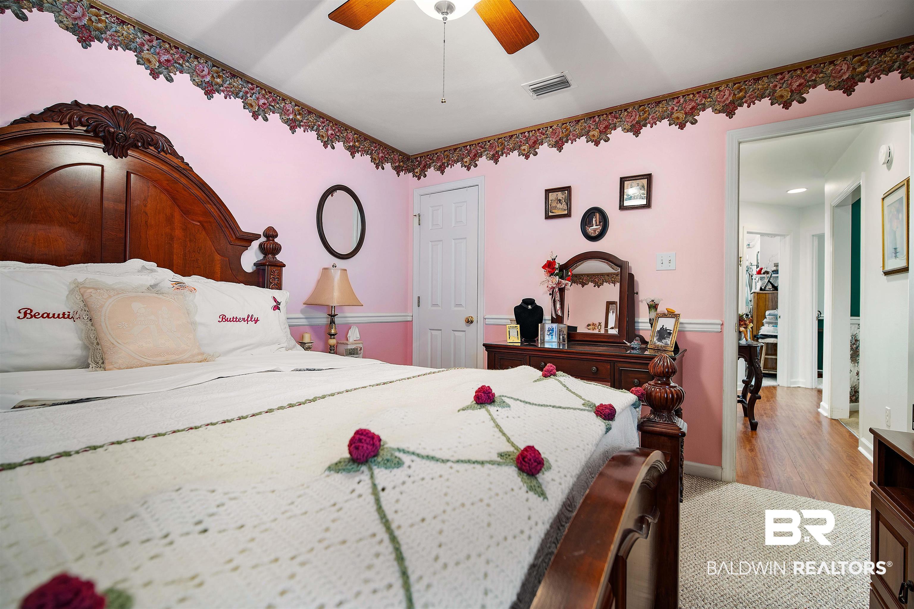 1744 Aden Road Mobile, AL 36695 - Photo 21 of 35 Bedroom with ceiling fan and light wood-type flooring
