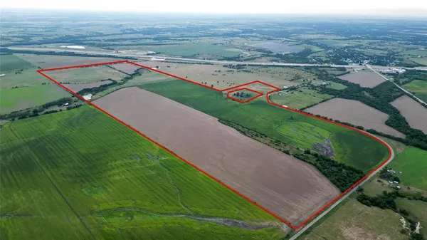 an aerial view of a garden
