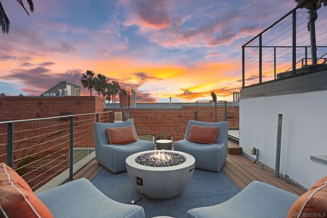 a view of a terrace with couches