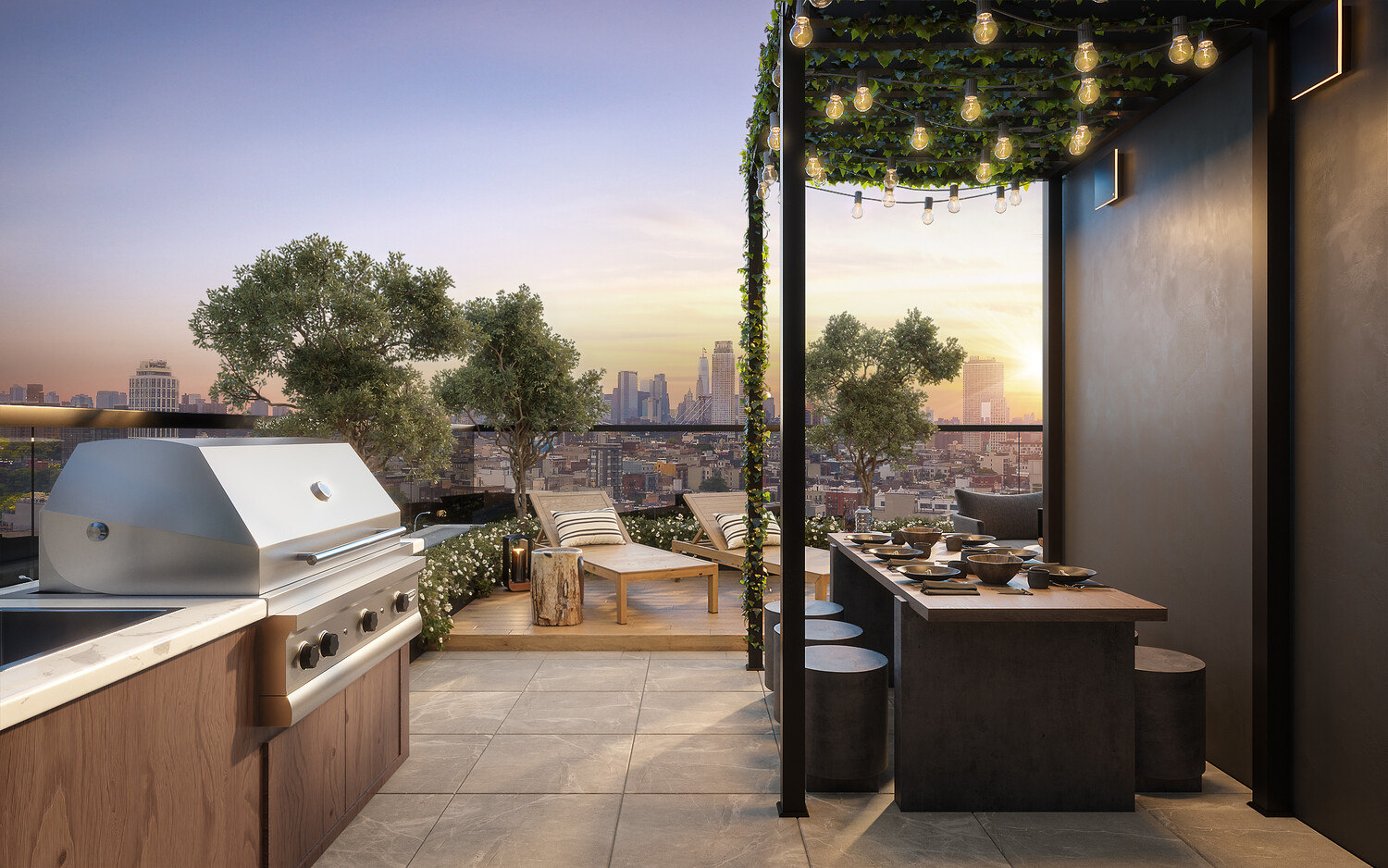 402 Union Avenue, Unit PH2 Brooklyn, NY 11211 - Photo 22 of 23 a terrace with a table and chairs