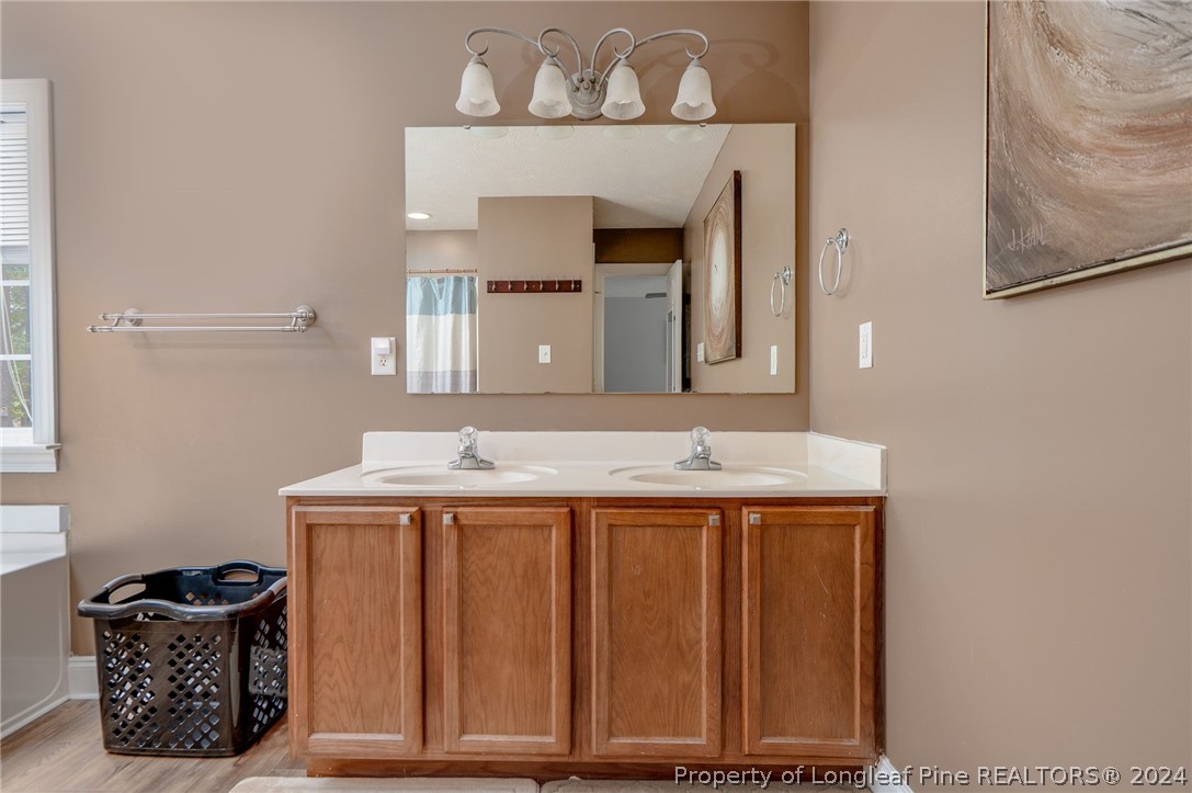 3590 Calloway Road Raeford, NC 28376 - Photo 18 of 44 a bathroom with a sink a mirror and a vanity