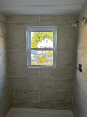 a bathroom with a window