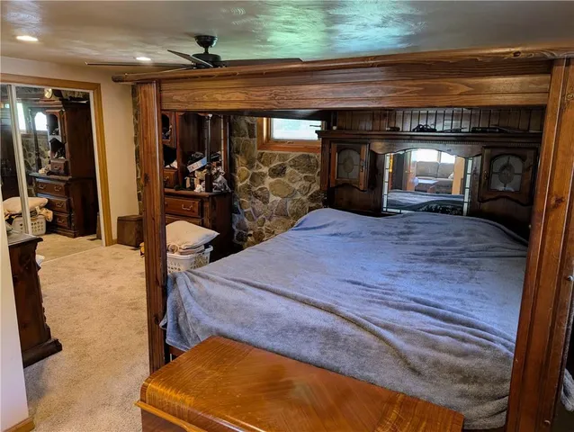 a room with furniture and a fireplace