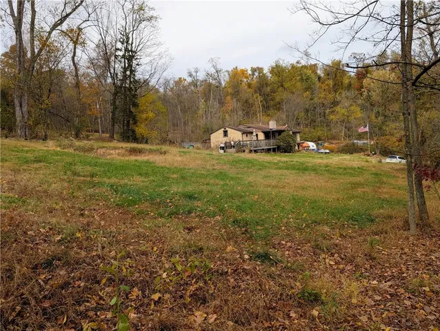 a backyard of a house with lots of green space