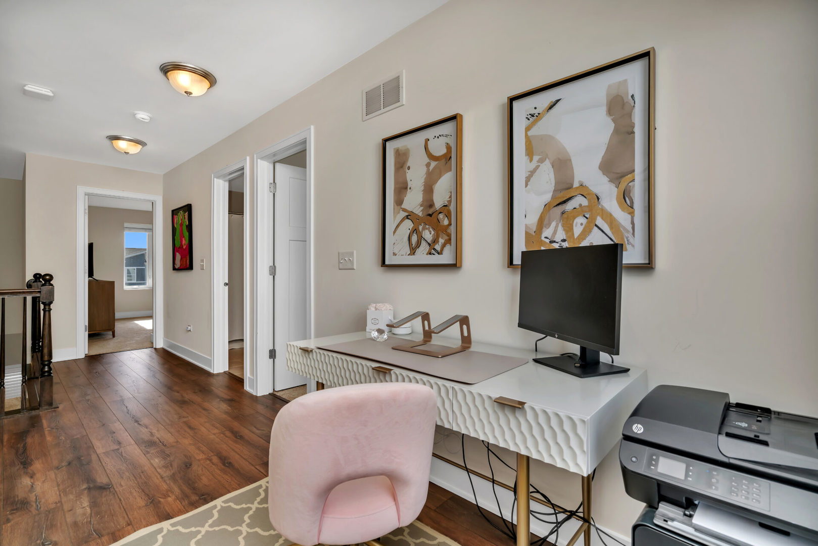 4133 Calder Lane Aurora, IL 60504 - Photo 22 of 31 a workspace with furniture and wooden floor