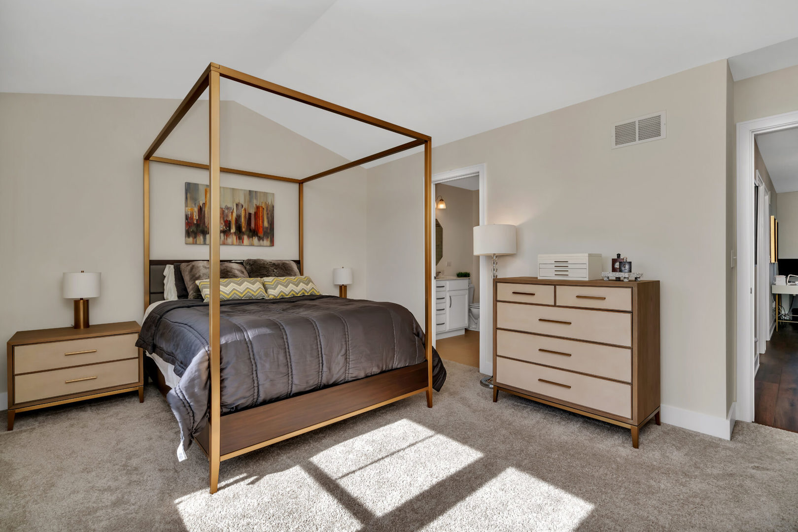 4133 Calder Lane Aurora, IL 60504 - Photo 26 of 31 a bedroom with a bed and a painting on the wall