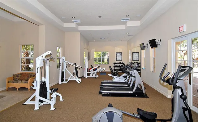 a view of a room with gym equipment