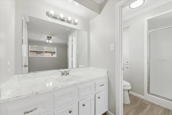 a bathroom with a sink shower and a mirror