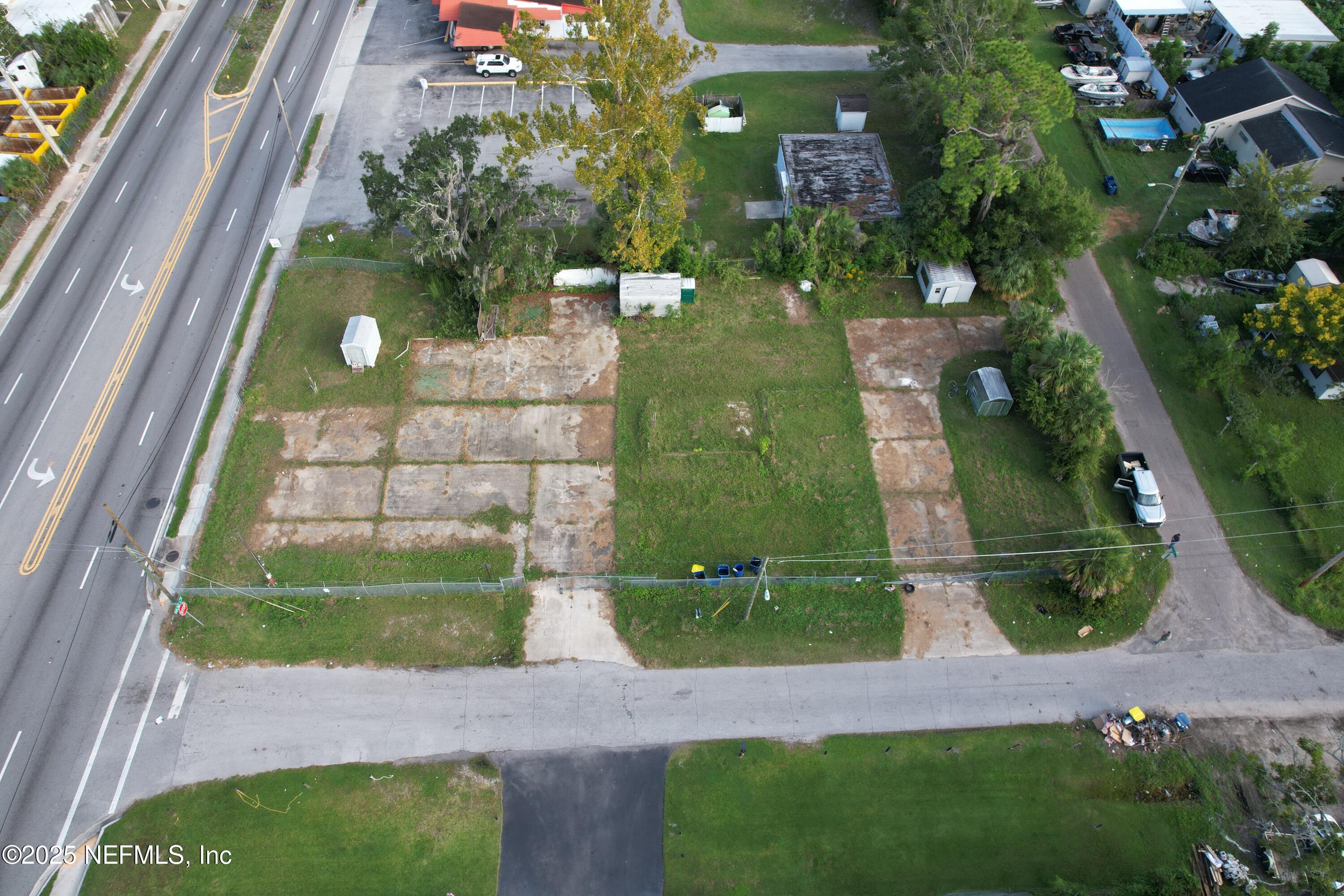 an aerial view of a house