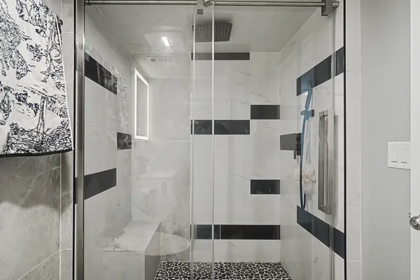 a bathroom with a shower