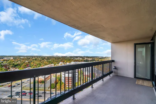 a view of city from a balcony