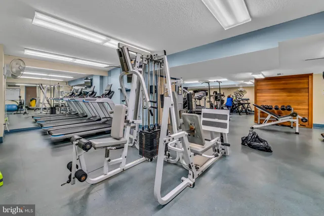 a view of a room with gym equipment
