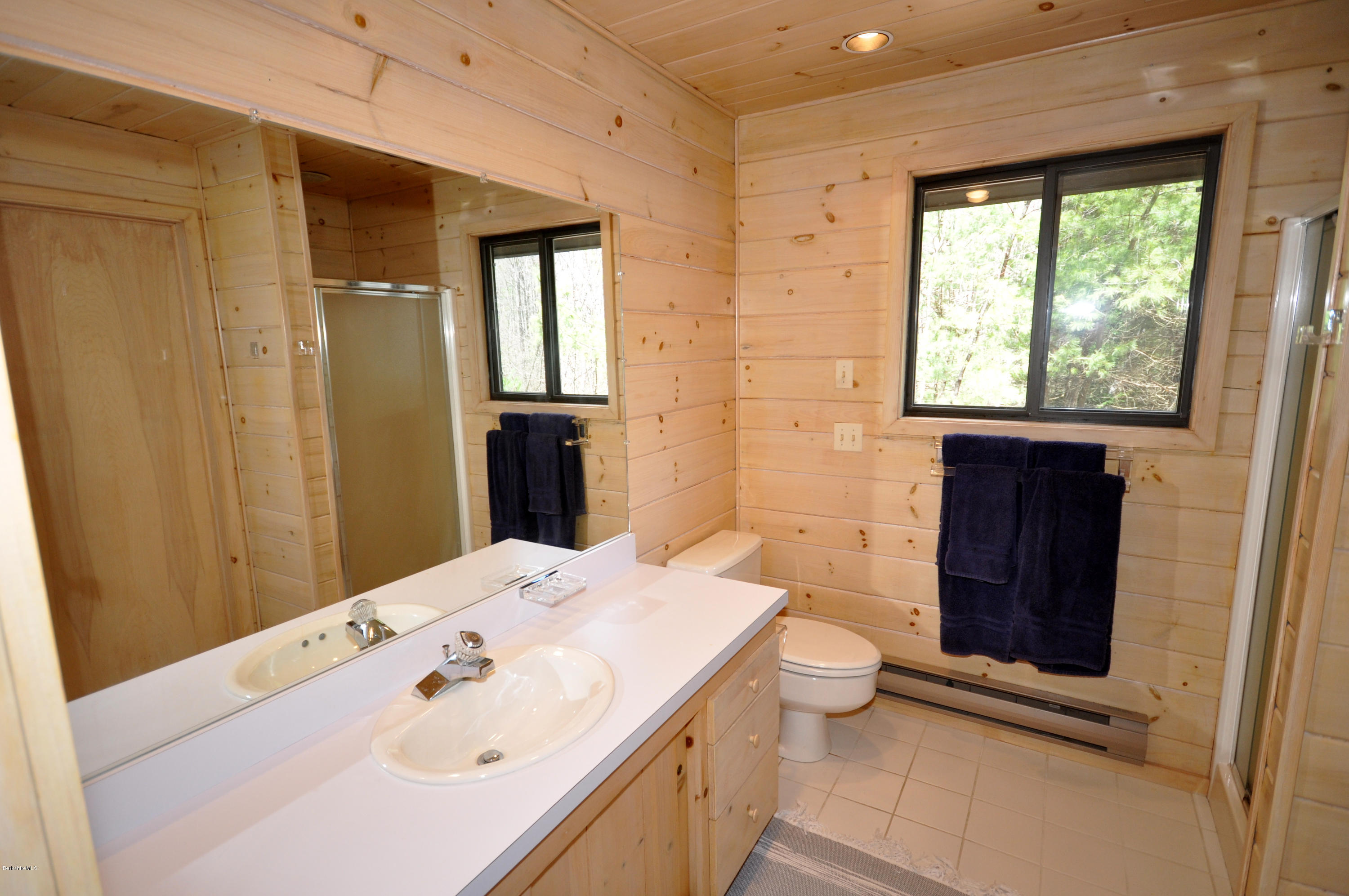 62 Algerie Road Becket, MA 01223 - Photo 18 of 29 a bathroom with a sink a toilet and shower curtain