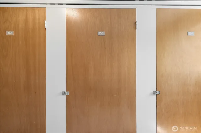 a bathroom with a shower curtain