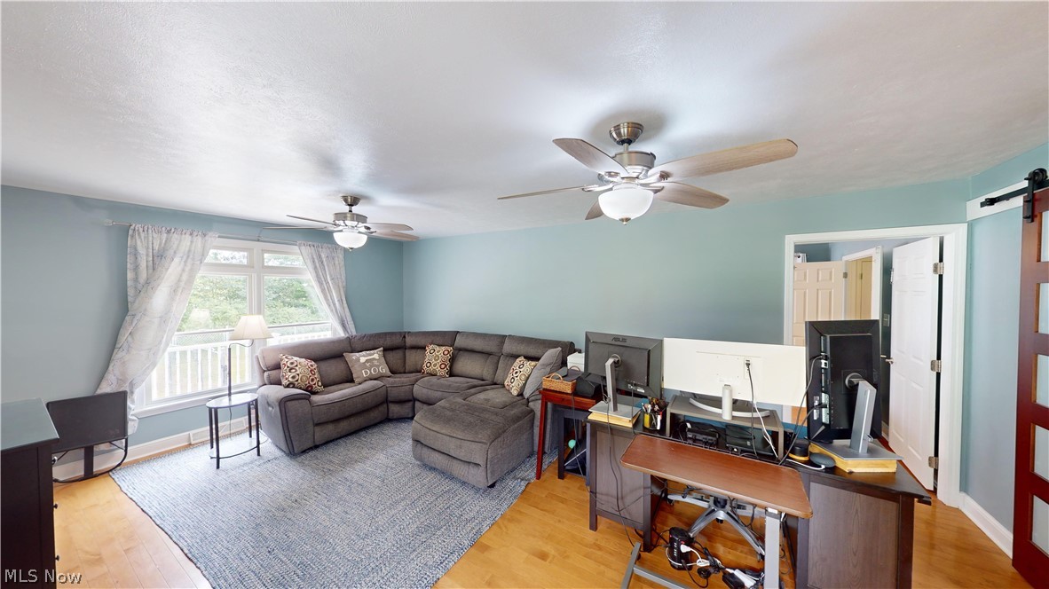 290 McIntosh Road Chester, WV 26034 - Photo 11 of 43 Living room featuring light hardwood / wood-style flooring and ceiling fan