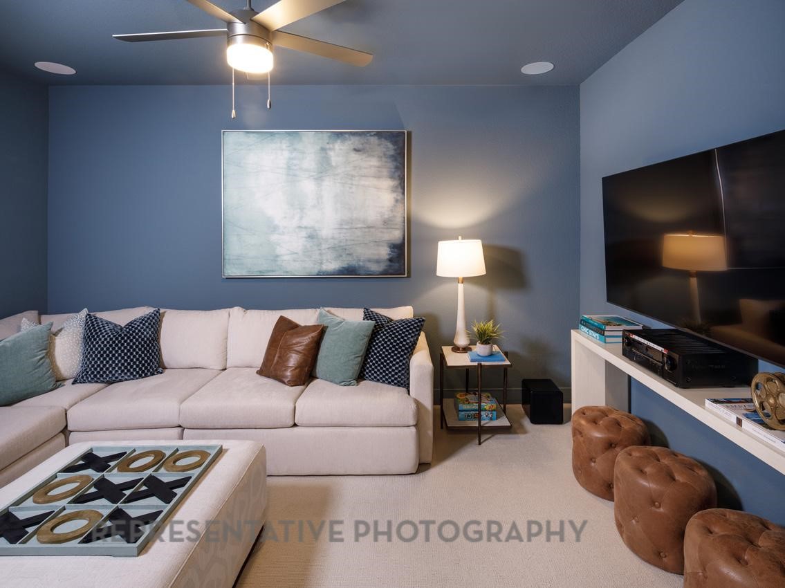 13048 Wandering Rdg Lane Conroe, TX 77302 - Photo 30 of 49 a living room with furniture and a flat screen tv
