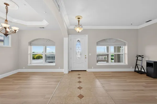 a view of dining room with furniture and a table