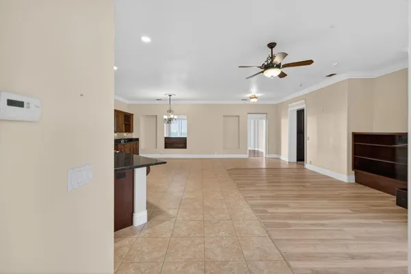 a view of a terrace with lake view and mountain view