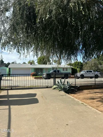 a view of deck with a large trees