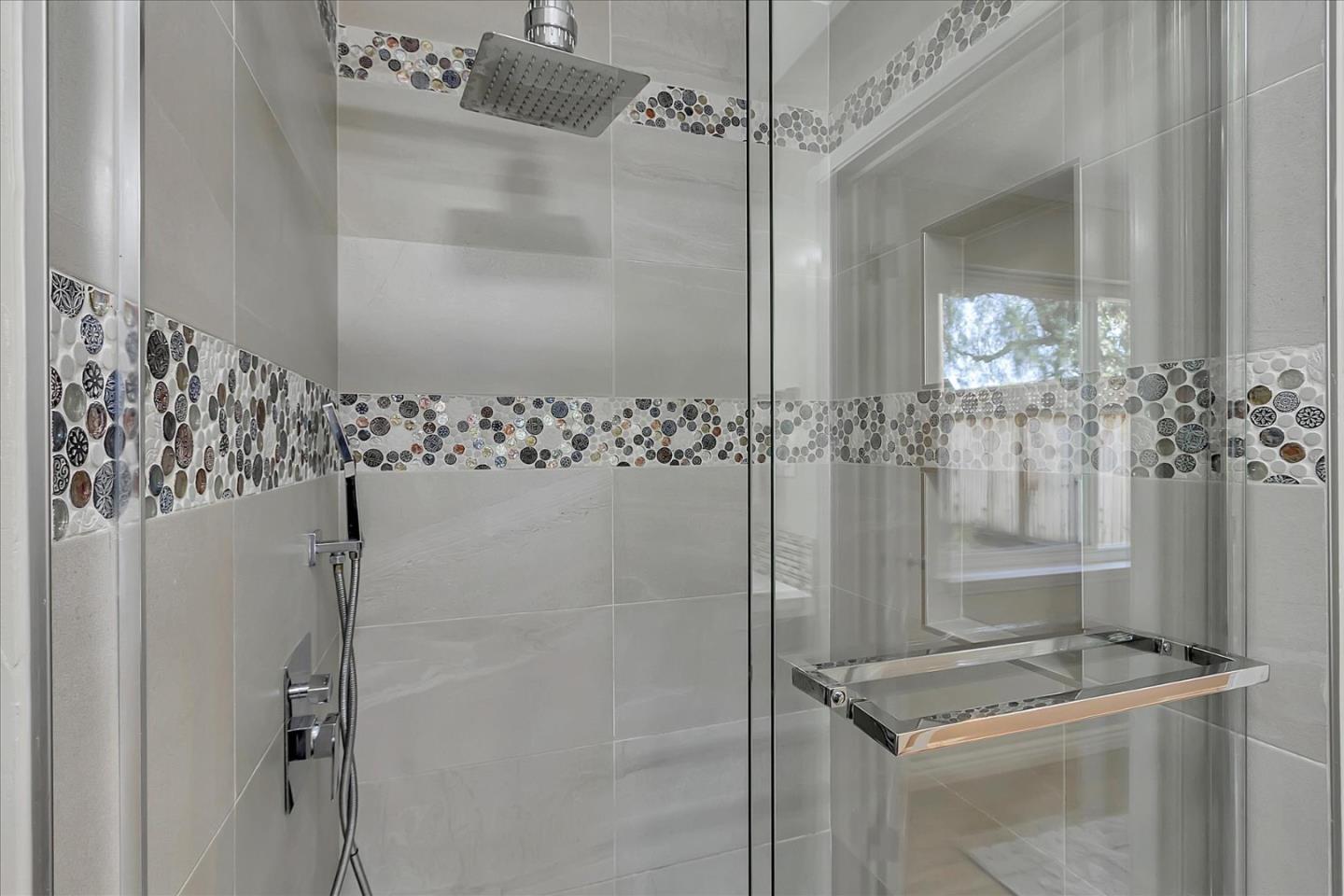 1963 Geneva Street San Jose, CA 95124 - Photo 18 of 35 a bathroom with a shower a mirror and a shower