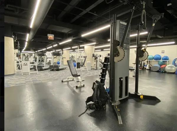 a view of a room with gym equipment