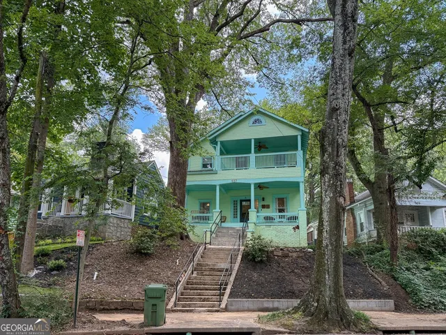 an aerial view of multiple house