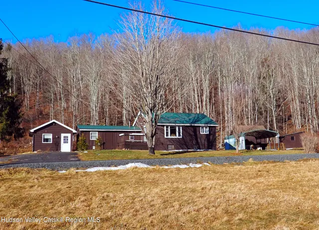 a view of house with outdoor space and swimming pool