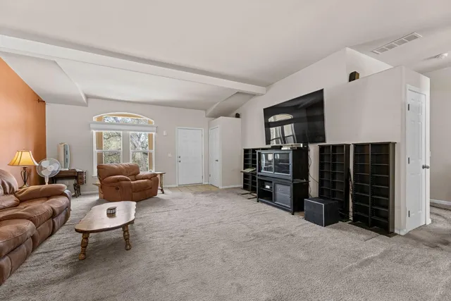 a bathroom with a shower curtain