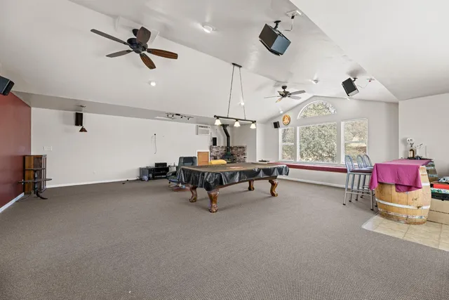 a car and bike parked in a garage
