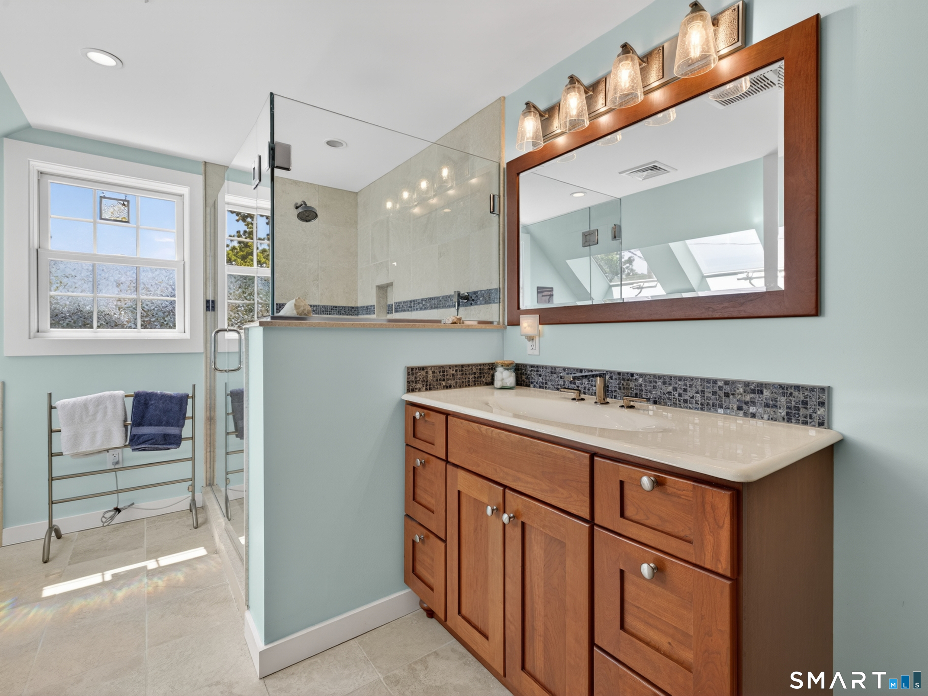 82 Pratt Road Clinton, CT 06413 - Photo 27 of 40 Wow! Spa like bathroom with full shower and free standing soaking tub. Toilet has its own privacy door. Heated floors.