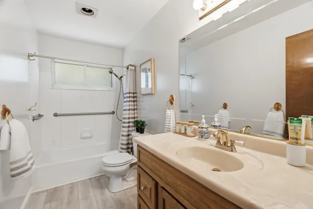 a view of a trees with a yard