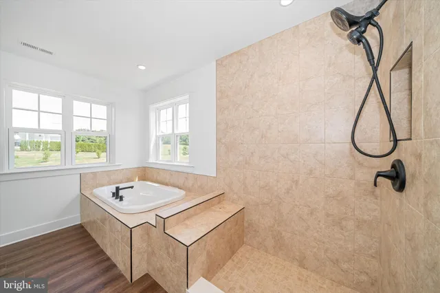 a bathroom with a sink bath tub and a shower