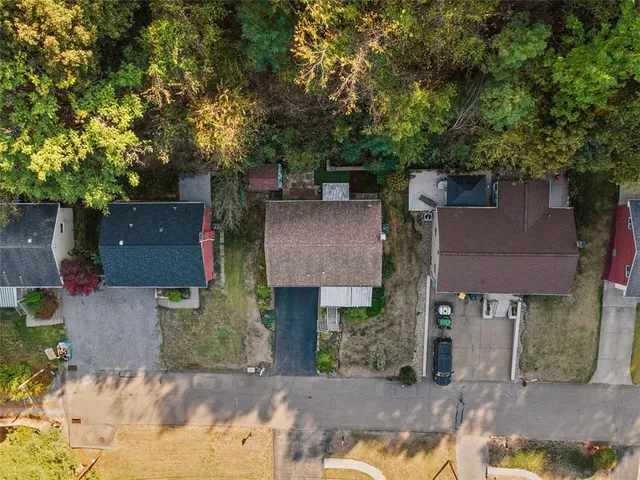 an aerial view of a house