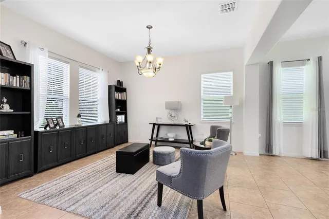 a living room with furniture