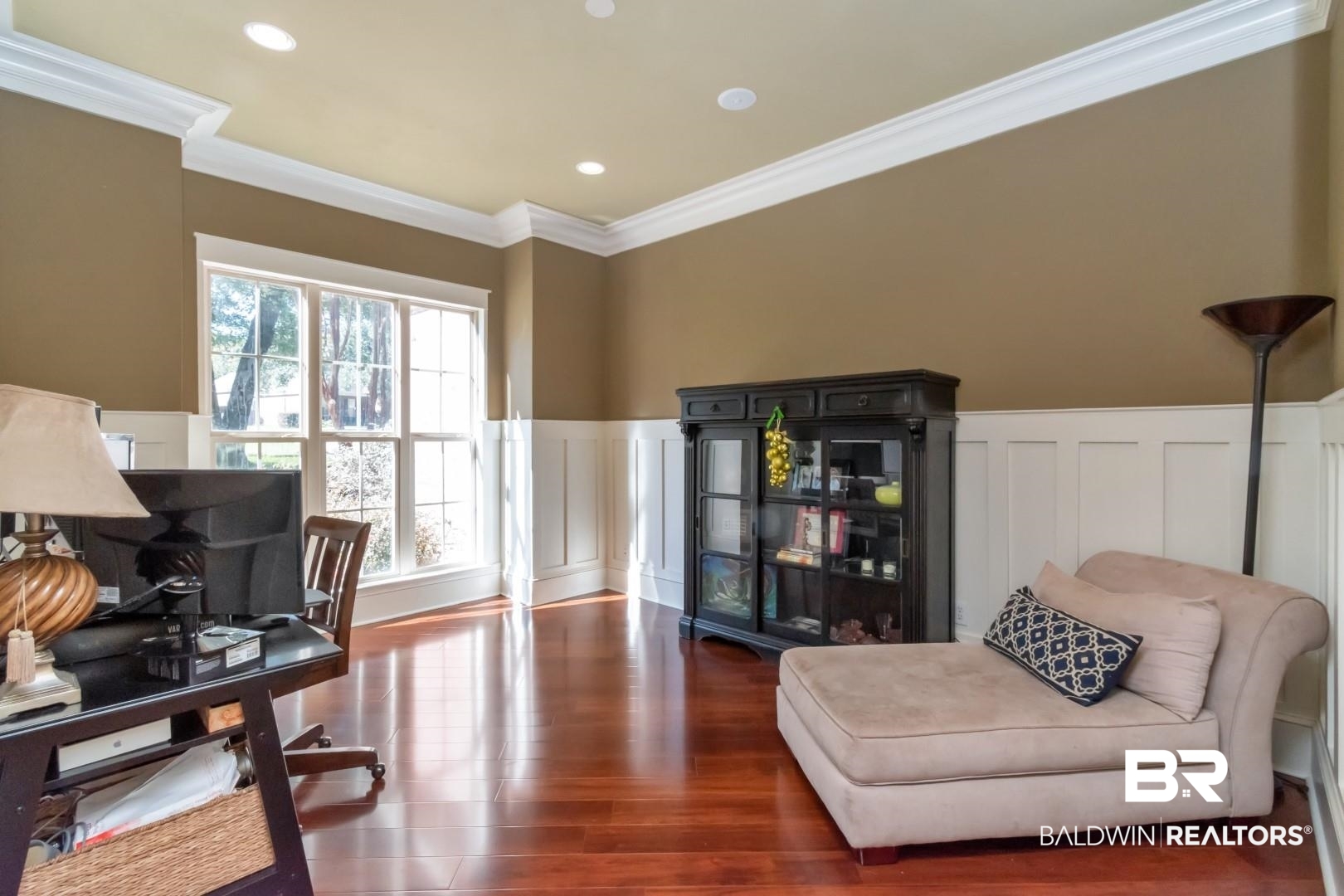 8868 Dawes Lake Road South Mobile, AL 36619 - Photo 8 of 35 Office space with crown molding and dark hardwood / wood-style floors