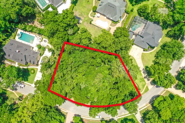 an aerial view of a garden