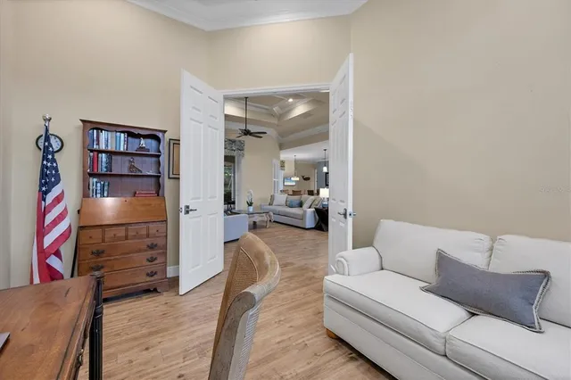 a living room with furniture and a couch