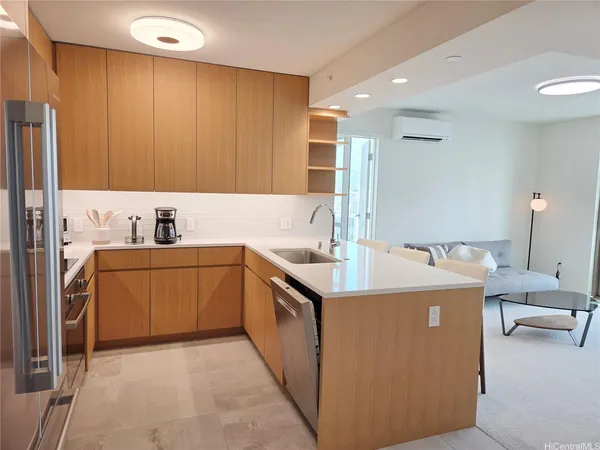 a kitchen with a cabinets and a sink