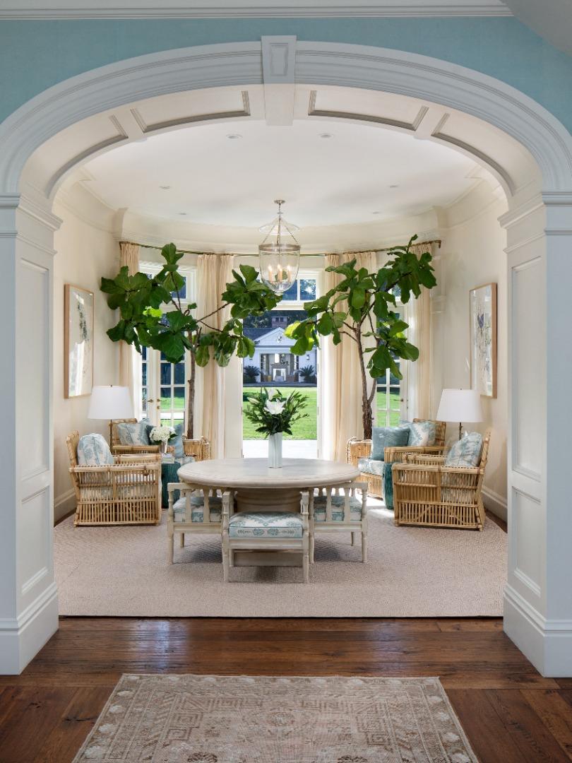 98 Stevenson Lane Atherton, CA 94027 - Photo 6 of 10 a living room with furniture and a chandelier