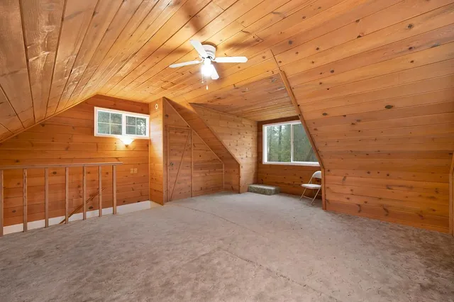 a porch with view of the house