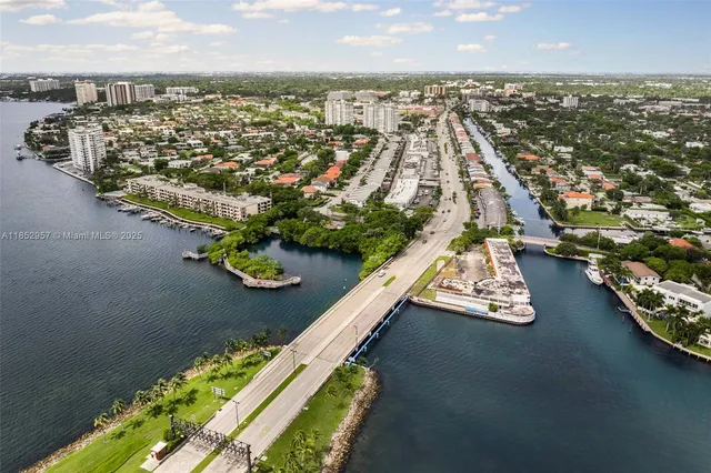 an aerial view of a house with a garden