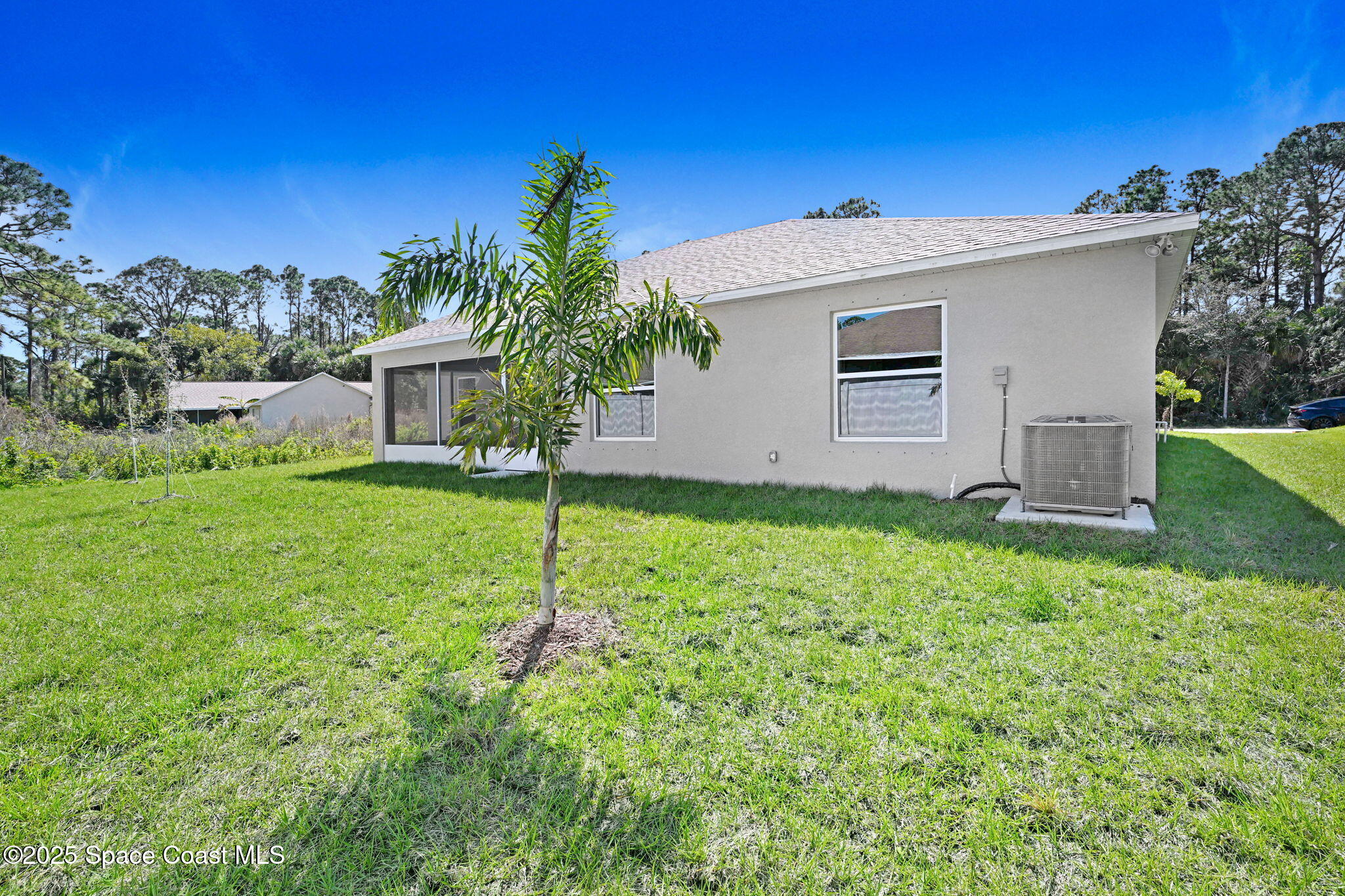 1089 Savery Road Palm Bay, FL 32908 - Photo 46 of 47 a backyard of a house with plants and large tree